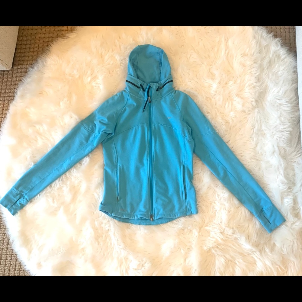 Nike blue hooded zip up jacket size medium